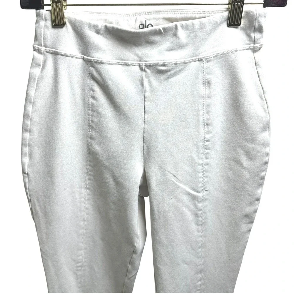 Alo Yoga‎ Womens High Waist Airbrush Seamed Flare Slit Leggings Ivory Small